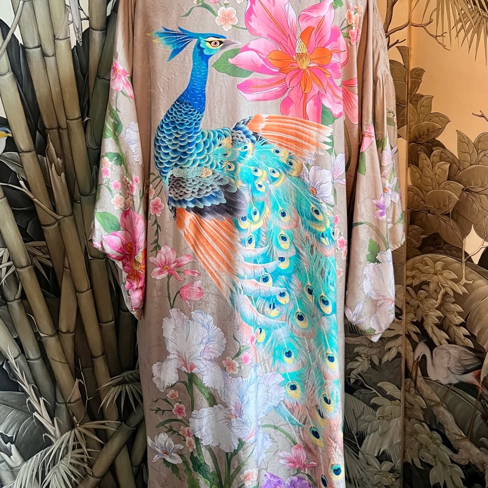 Colorful Peacock Kimono Robe